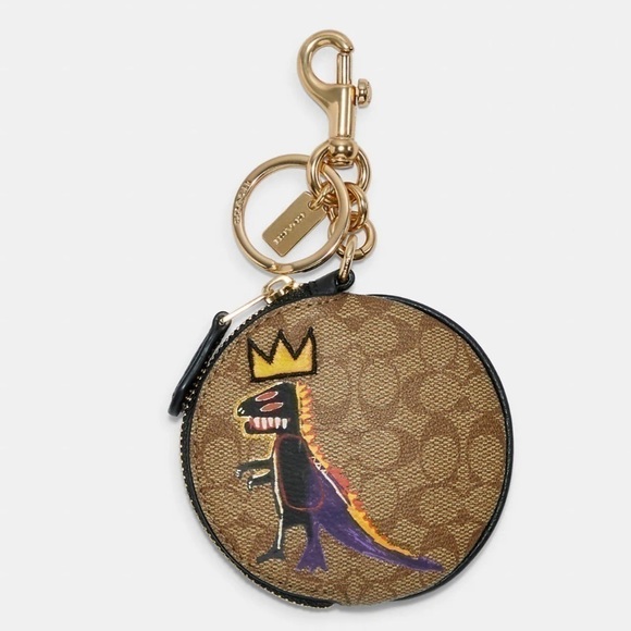 Coach X Jean Michel Basquiat Circular Coin Pouch In Signature Canvas NWT - Picture 4 of 13